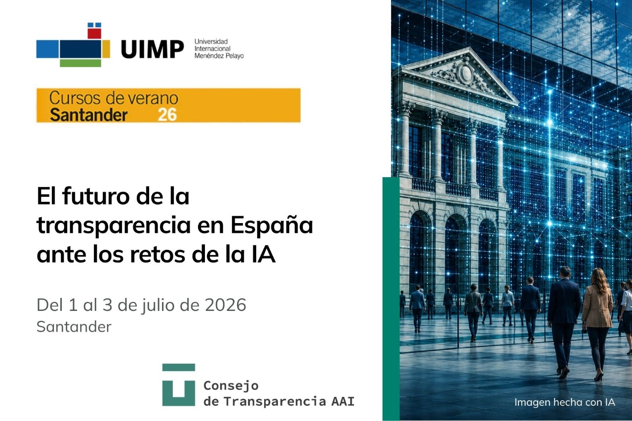 cartel curso de verano del Consejo de Transparencia y la UIMP "El futuro de la transparencia en España ante los retos de la inteligencia artificial"