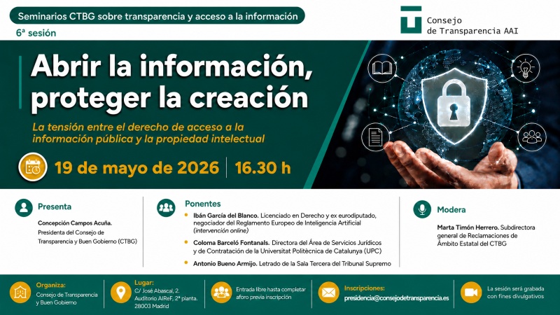 cartel seminario CTBG sobre propiedad intelectual y derecho de acceso