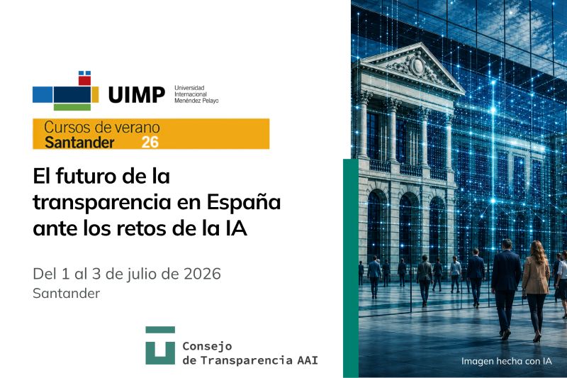 Cartel curso del Consejo de Transparencia y la UIMP "el futuro de la transparencia en España ante los retos de la IA"