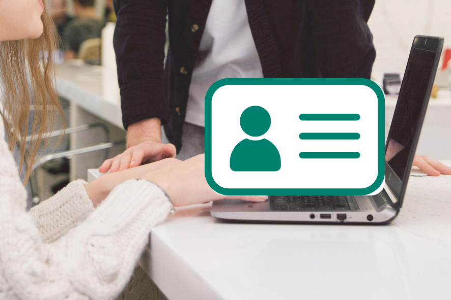 Person looking at a report with an organizational chart icon