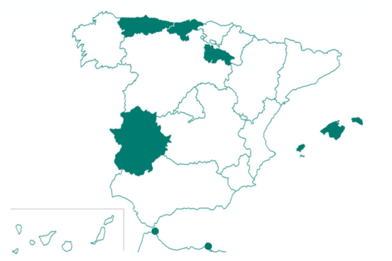 Honen mapa Espainia
