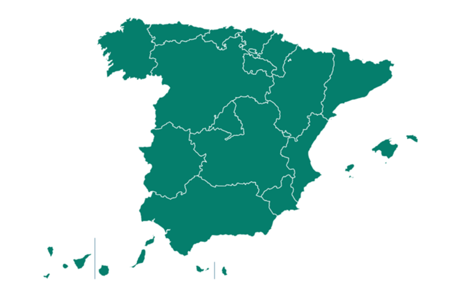 mapa con las comunidades autónomas