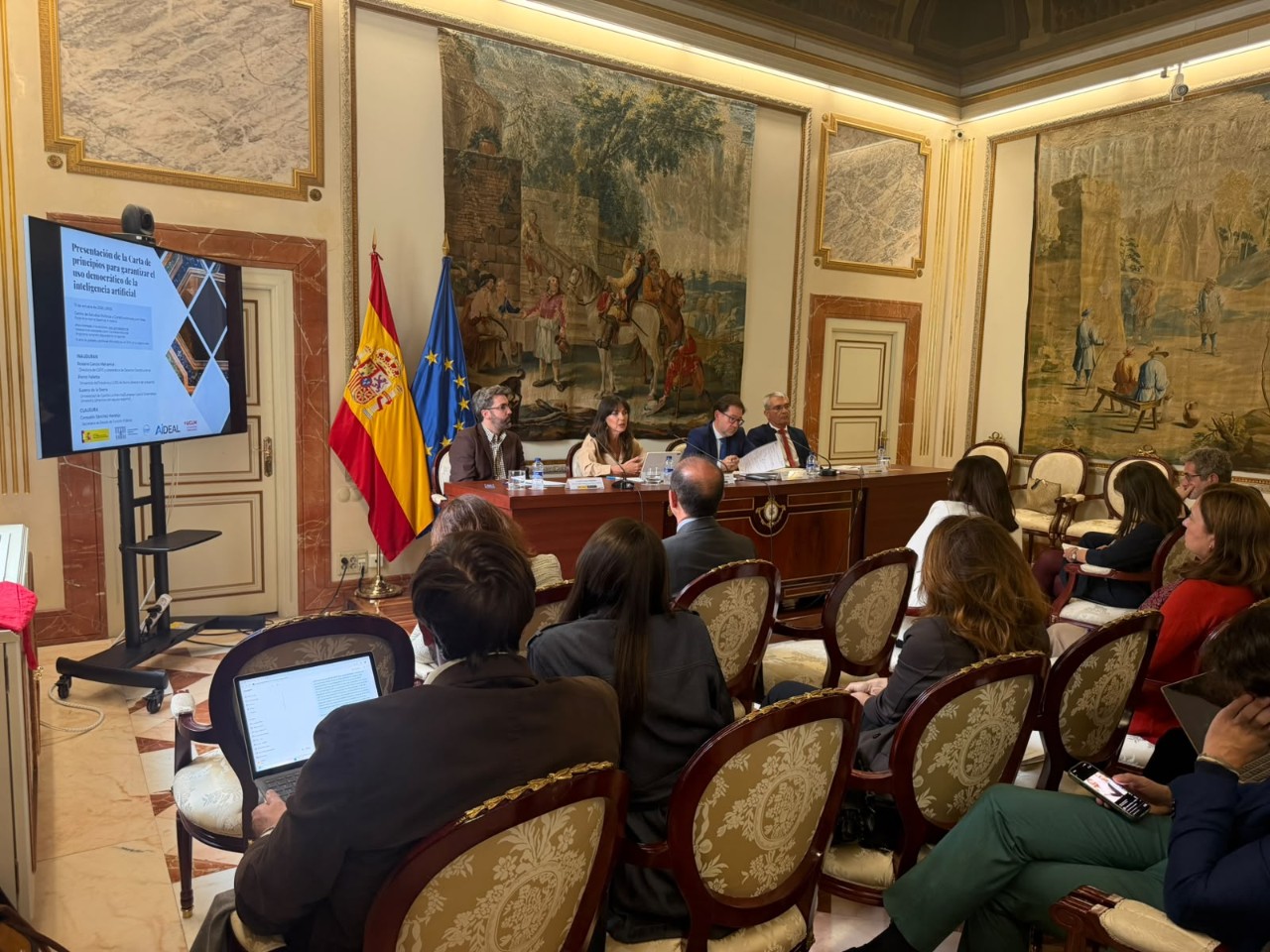 Vista de la sala del CEPC durant la jornada de presentació de la Carta de Principis per a garantir un ús democràtic de la IA